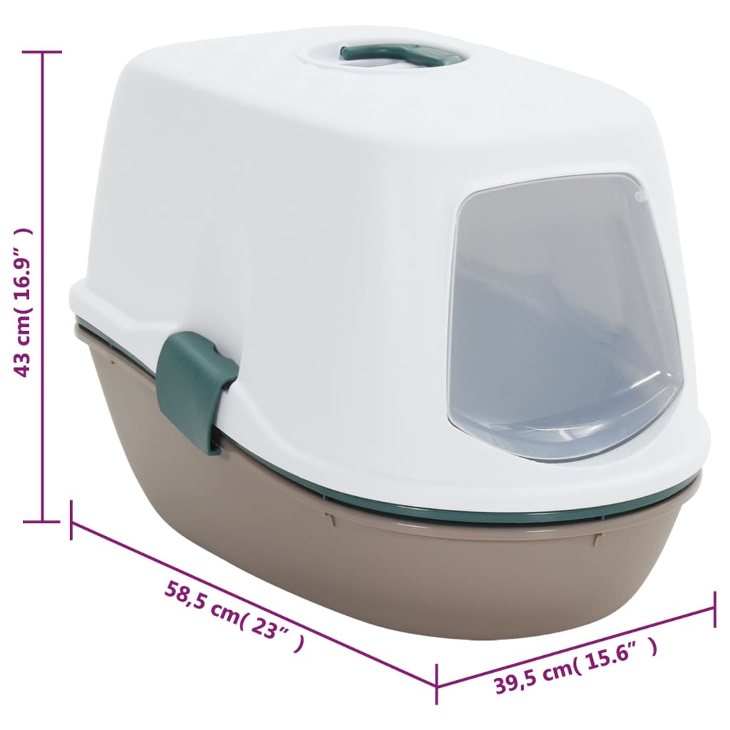 Kissan hiekkalaatikko kannella valkoruskea 58,5x39,5x43 cm PP - Harrastajankoti.fi