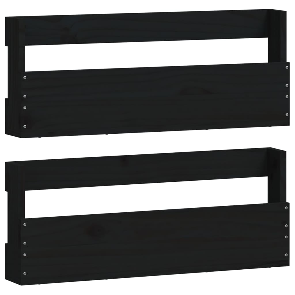 Seinäkenkätelineet 2 kpl musta 59x9x23 cm täysi mänty - Harrastajankoti.fi