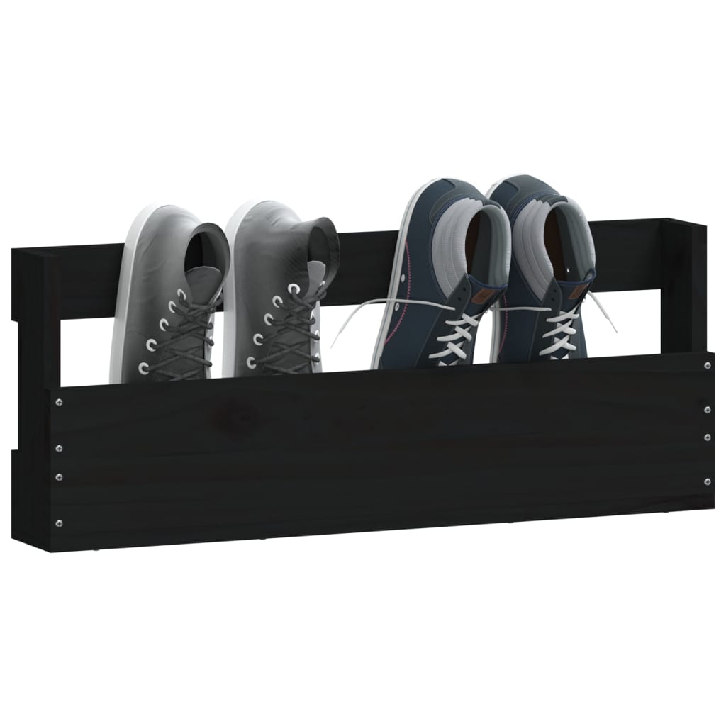 Seinäkenkätelineet 2 kpl musta 59x9x23 cm täysi mänty - Harrastajankoti.fi