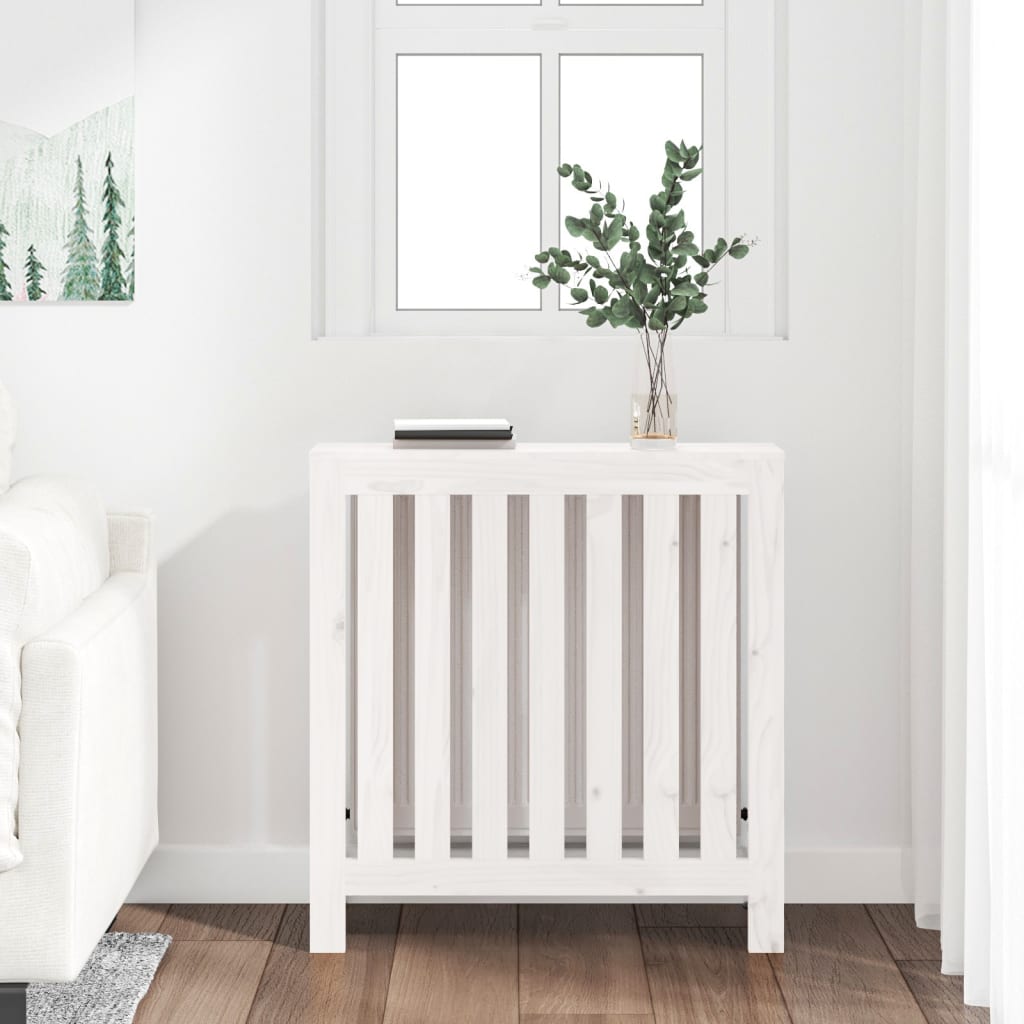 Lämpöpatterin suoja valkoinen 79,5x19x84 cm täysi mänty - Harrastajankoti.fi