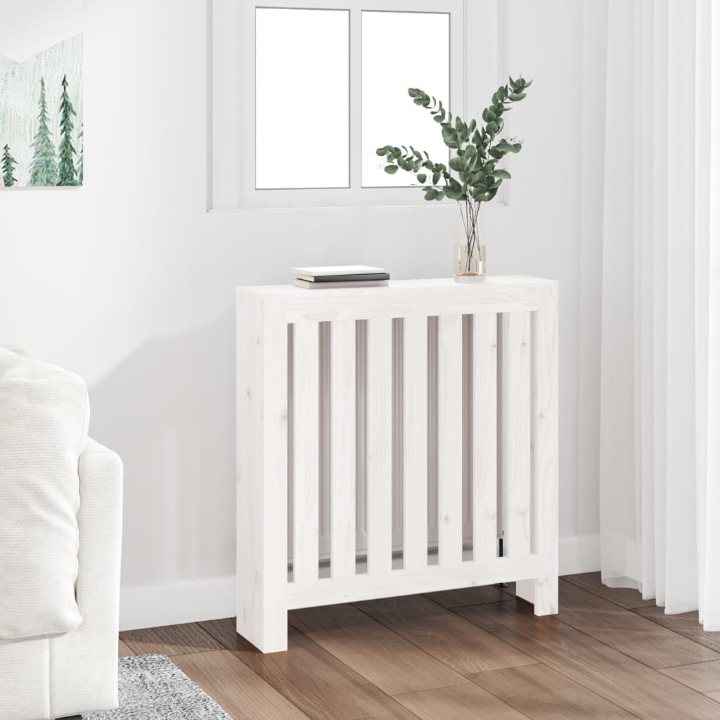 Lämpöpatterin suoja valkoinen 79,5x19x84 cm täysi mänty - Harrastajankoti.fi