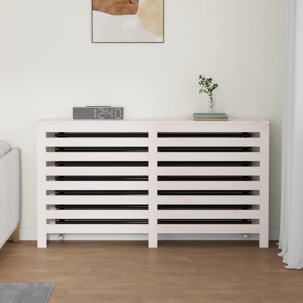 Lämpöpatterin suoja valkoinen 153x19x84 cm täysi mänty - Harrastajankoti.fi