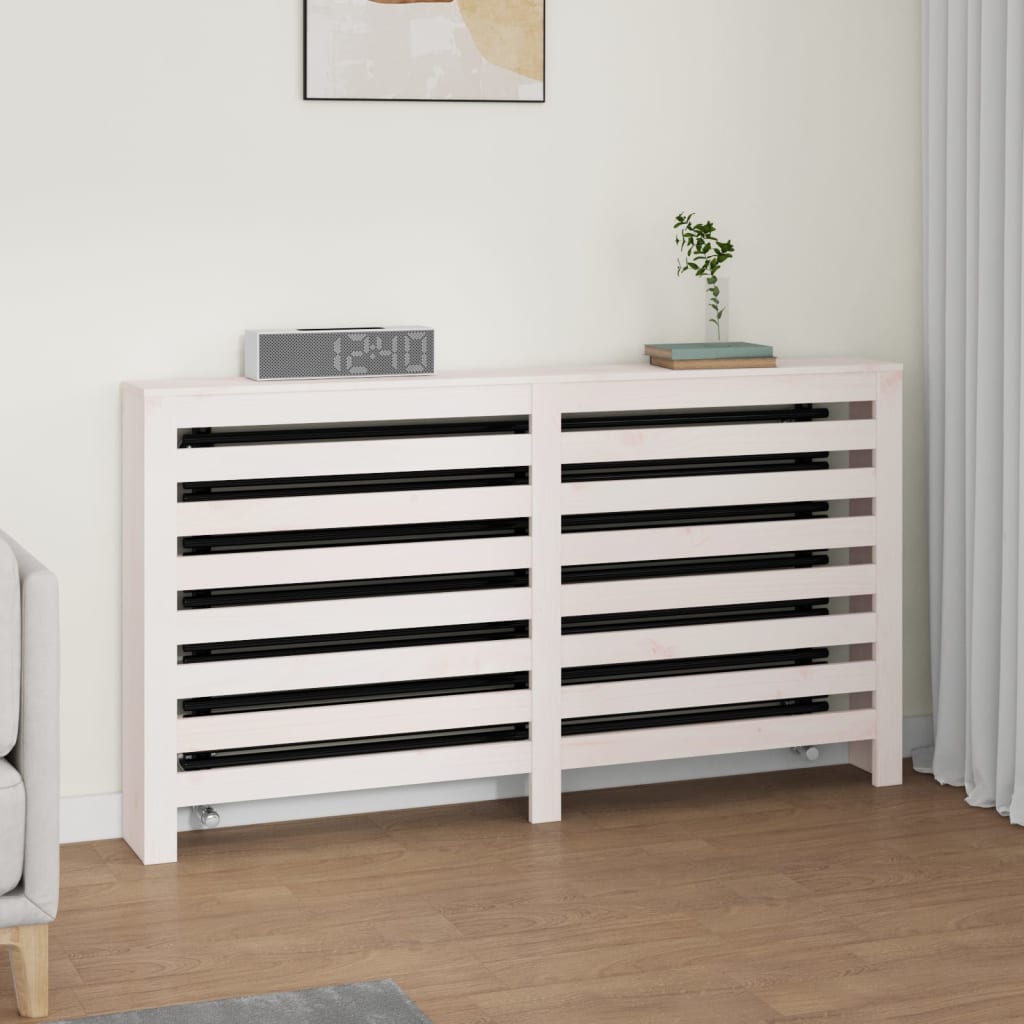 Lämpöpatterin suoja valkoinen 153x19x84 cm täysi mänty - Harrastajankoti.fi