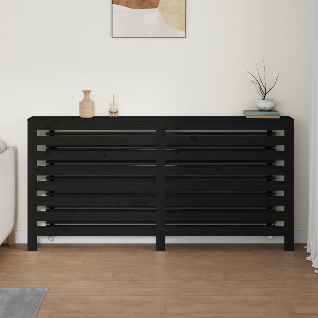 Lämpöpatterin suoja musta 169x19x84 cm täysi mänty - Harrastajankoti.fi