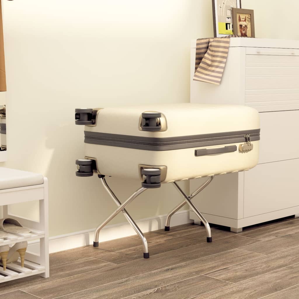 Matkalaukkuteline selkänojalla hopea 56x39x52 cm - Harrastajankoti.fi