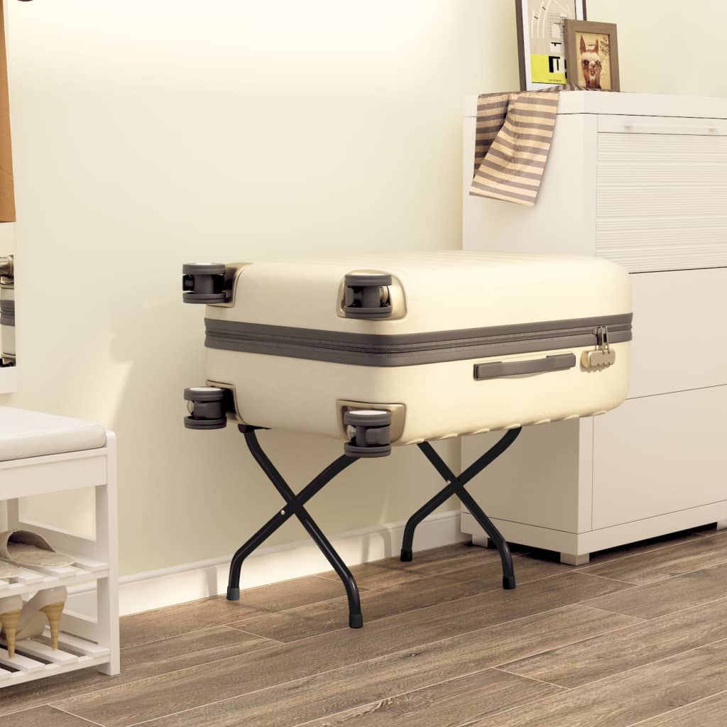 Matkalaukkuteline selkänojalla musta 56x39x52 cm - Harrastajankoti.fi