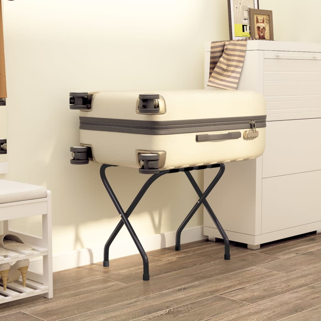 Matkalaukkuteline musta 56x40x49 cm - Harrastajankoti.fi