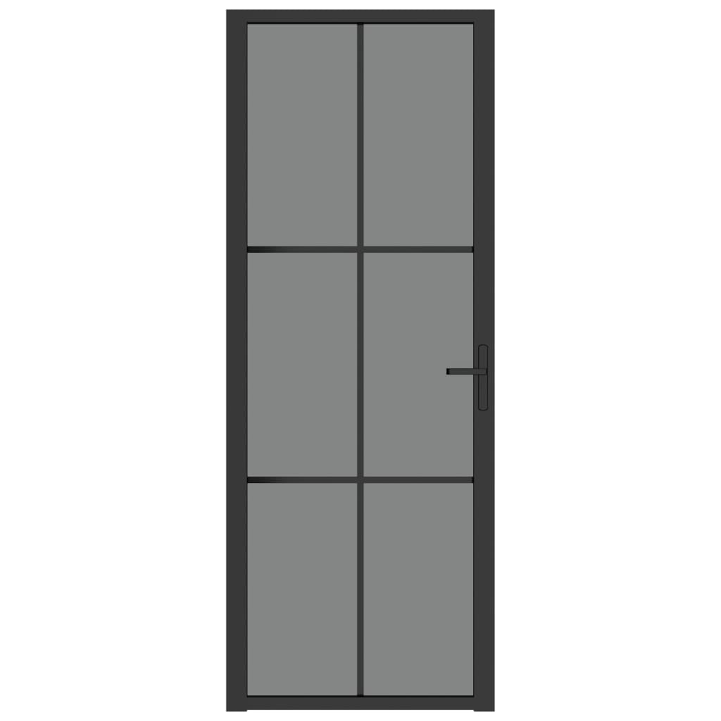 Sisäovi 76x201,5 cm musta ESG-lasi ja alumiini - Harrastajankoti.fi