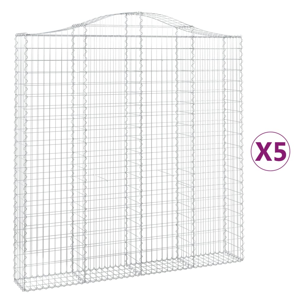 Kaarevat kivikorit 5 kpl 200x30x200/220 cm galvanoitu rauta - Harrastajankoti.fi