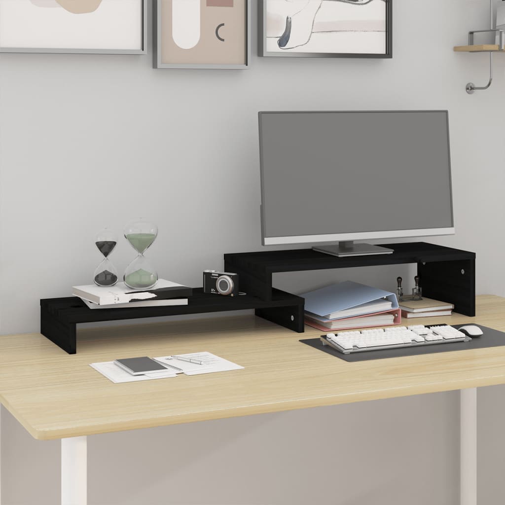 Näyttökoroke musta (52-101)x22x14 cm täysi mänty - Harrastajankoti.fi