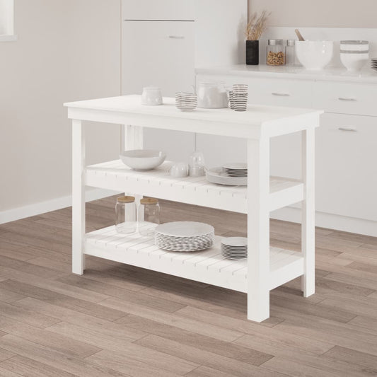 Työpenkki valkoinen 110,5x50x80 cm täysi mänty - Harrastajankoti.fi