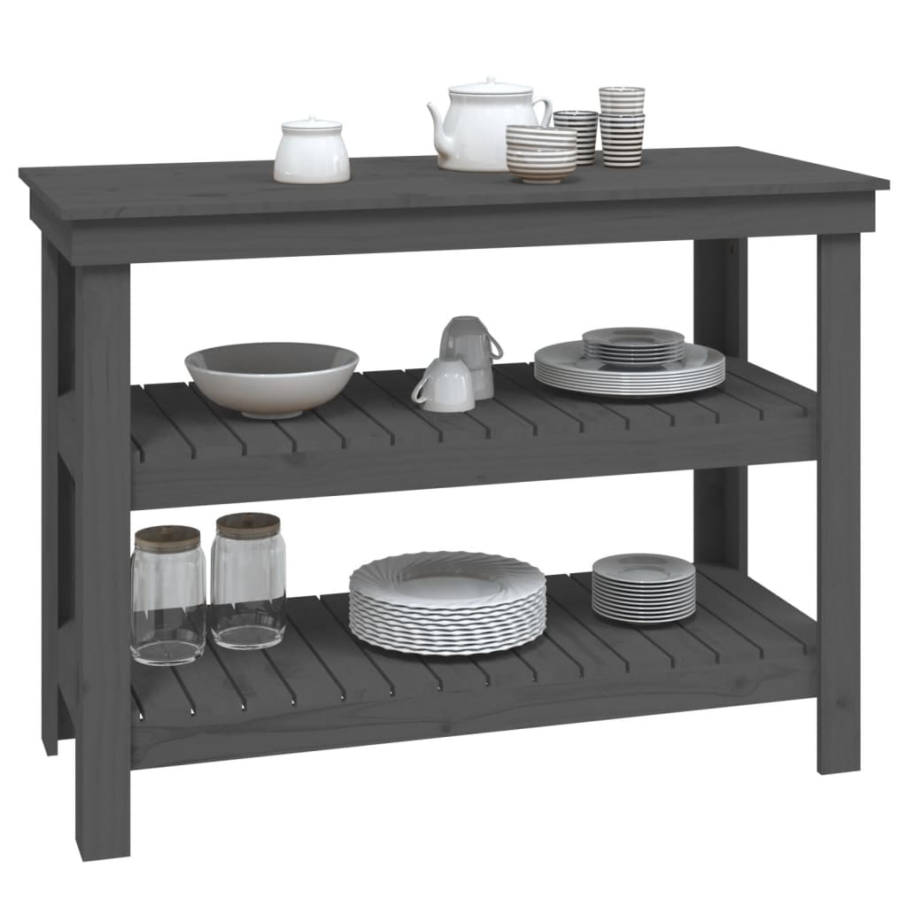 Työpenkki harmaa 110,5x50x80 cm täysi mänty - Harrastajankoti.fi