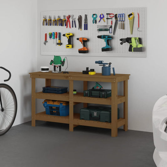 Työpenkki hunajanruskea 142,5x50x80 cm täysi mänty - Harrastajankoti.fi