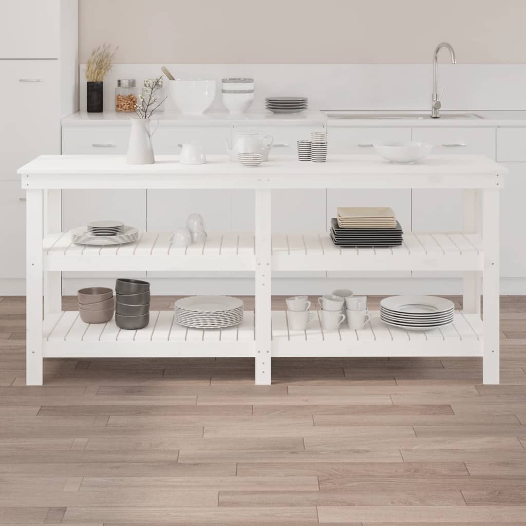 Työpenkki valkoinen 181x50x80 cm täysi mänty - Harrastajankoti.fi