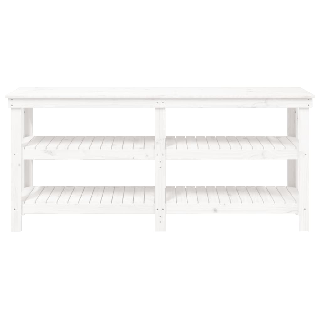 Työpenkki valkoinen 181x50x80 cm täysi mänty - Harrastajankoti.fi