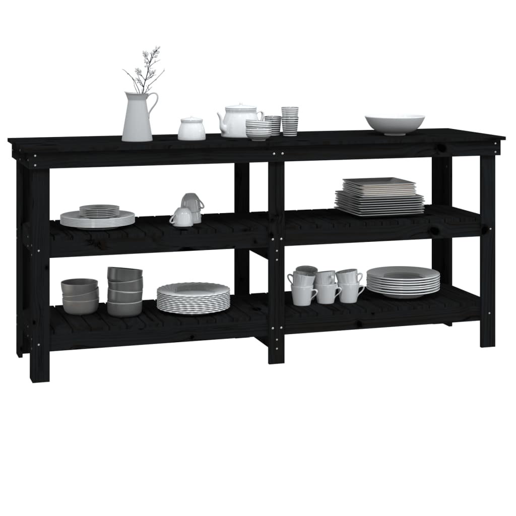 Työpenkki musta 181x50x80 cm täysi mänty - Harrastajankoti.fi