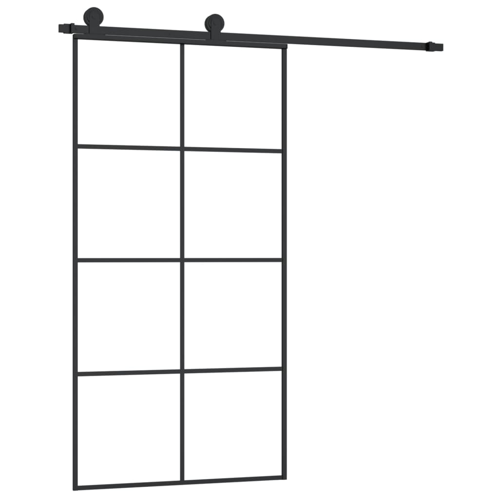 Liukuovi asennustarvikkeilla 102,5x205 cm ESG lasi ja alumiini - Harrastajankoti.fi