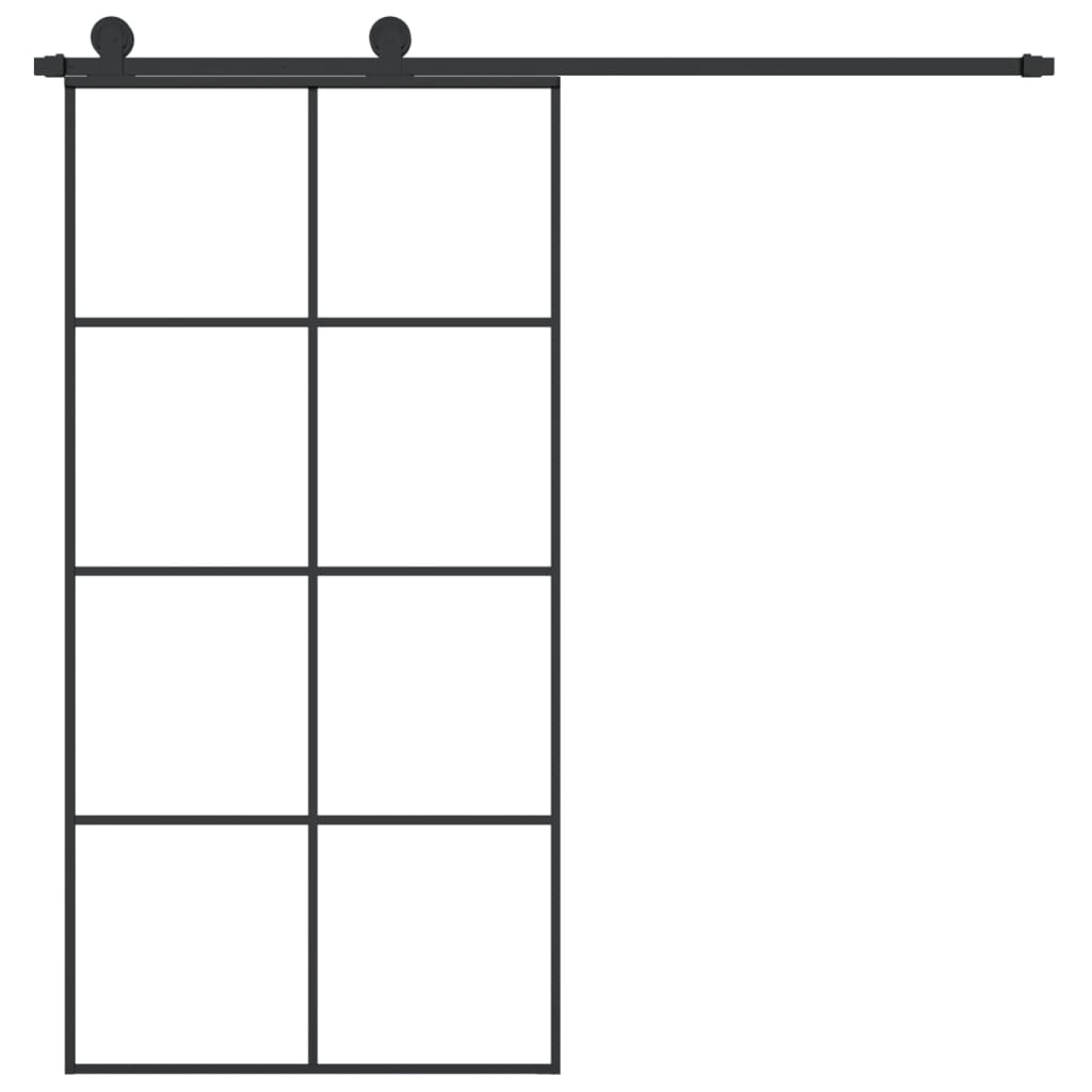 Liukuovi asennustarvikkeilla 102,5x205 cm ESG lasi ja alumiini - Harrastajankoti.fi