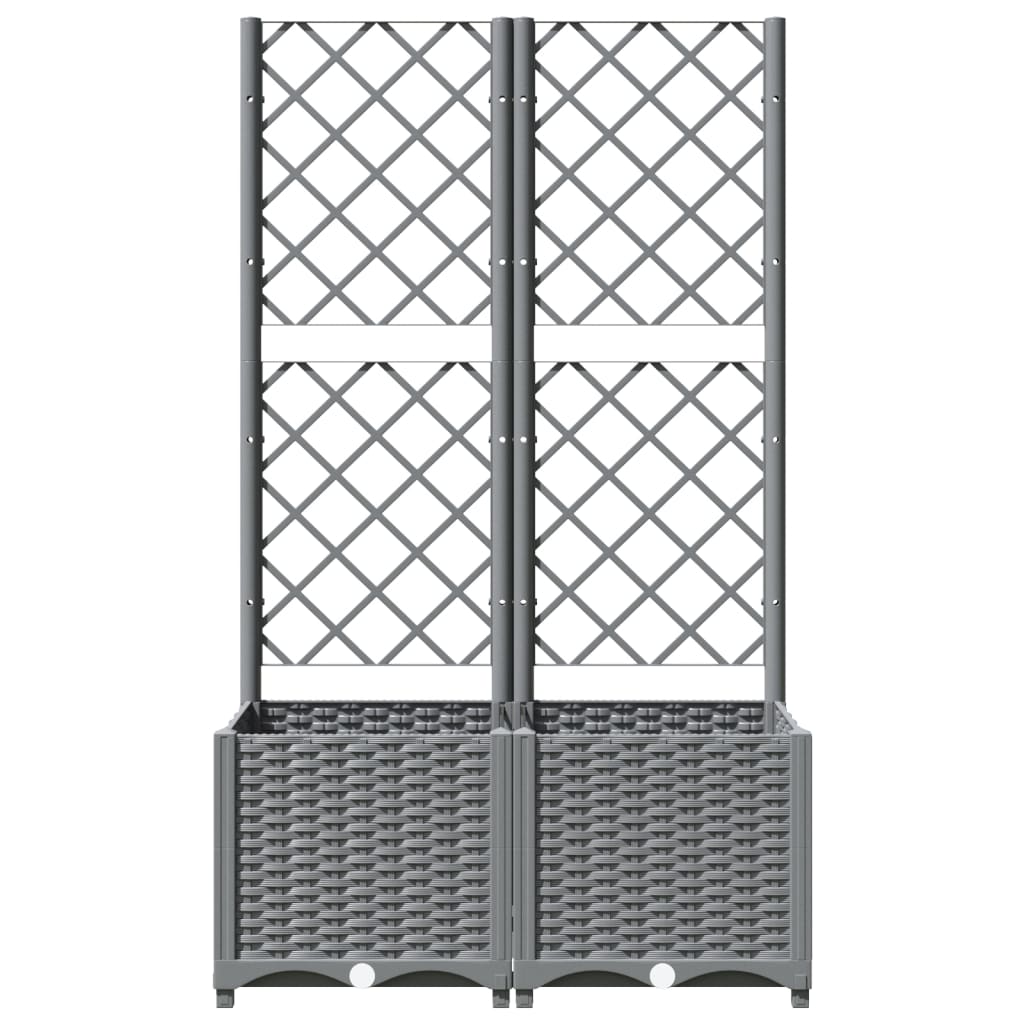 Kukkalaatikko säleiköllä vaaleanharmaa 80x40x136 cm PP - Harrastajankoti.fi