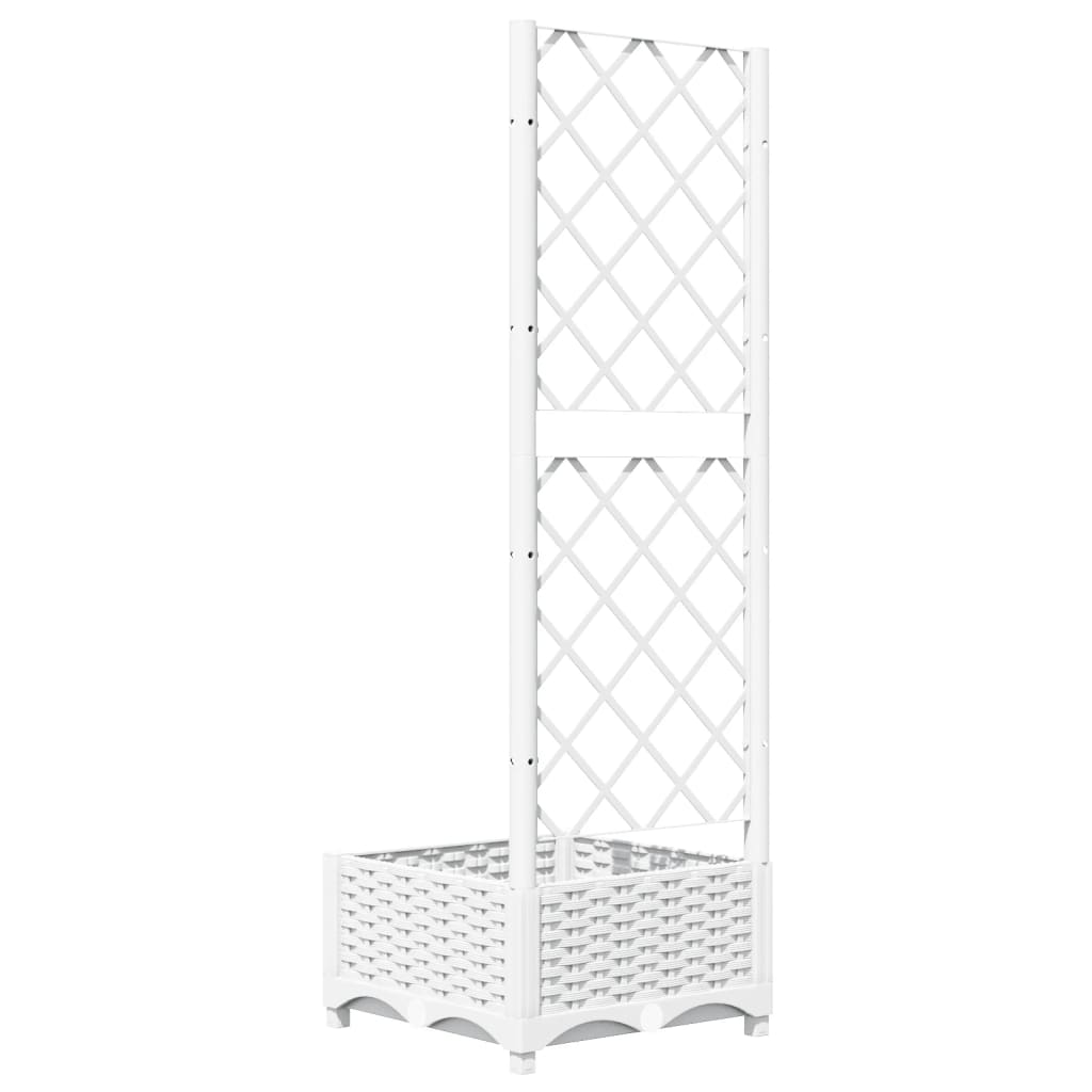 Kukkalaatikko säleiköllä valkoinen 40x40x121,5 cm PP - Harrastajankoti.fi