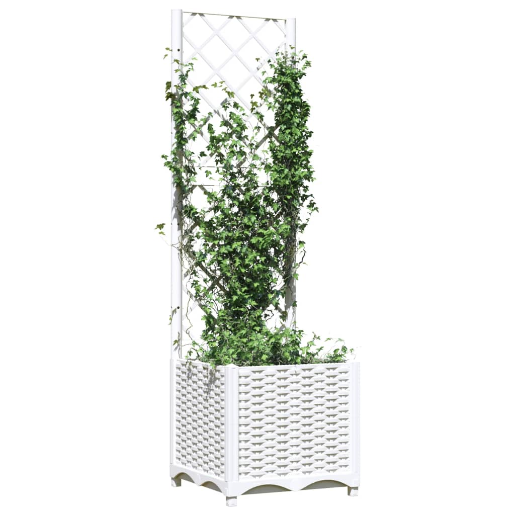 Kukkalaatikko säleiköllä valkoinen 40x40x136 cm PP - Harrastajankoti.fi