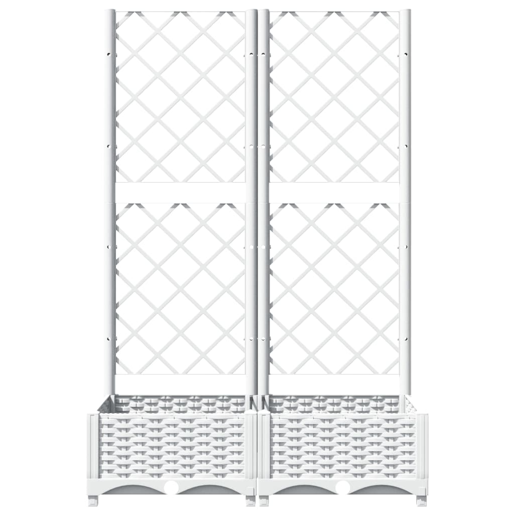 Kukkalaatikko säleiköllä valkoinen 80x40x121,5 cm PP - Harrastajankoti.fi