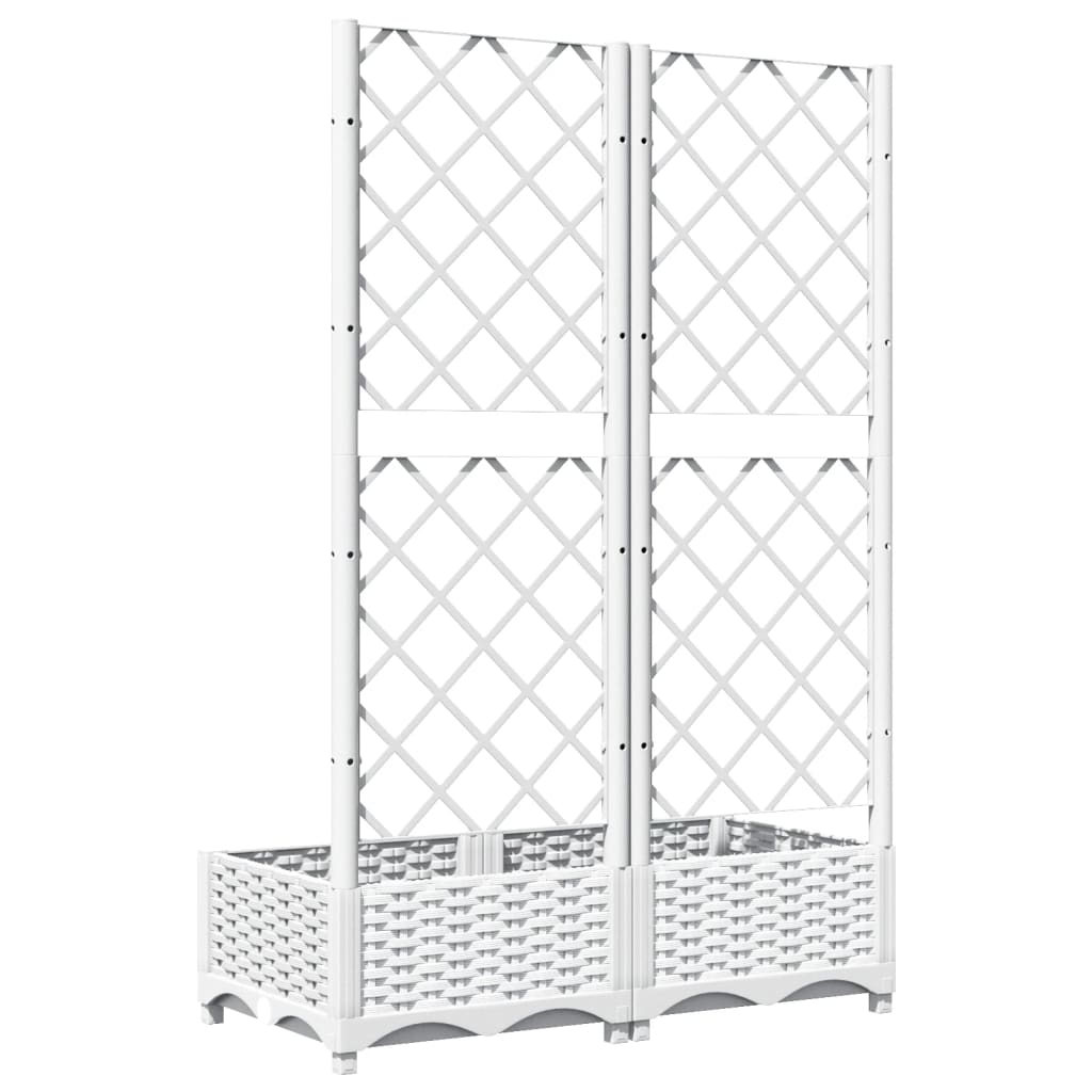 Kukkalaatikko säleiköllä valkoinen 80x40x121,5 cm PP - Harrastajankoti.fi