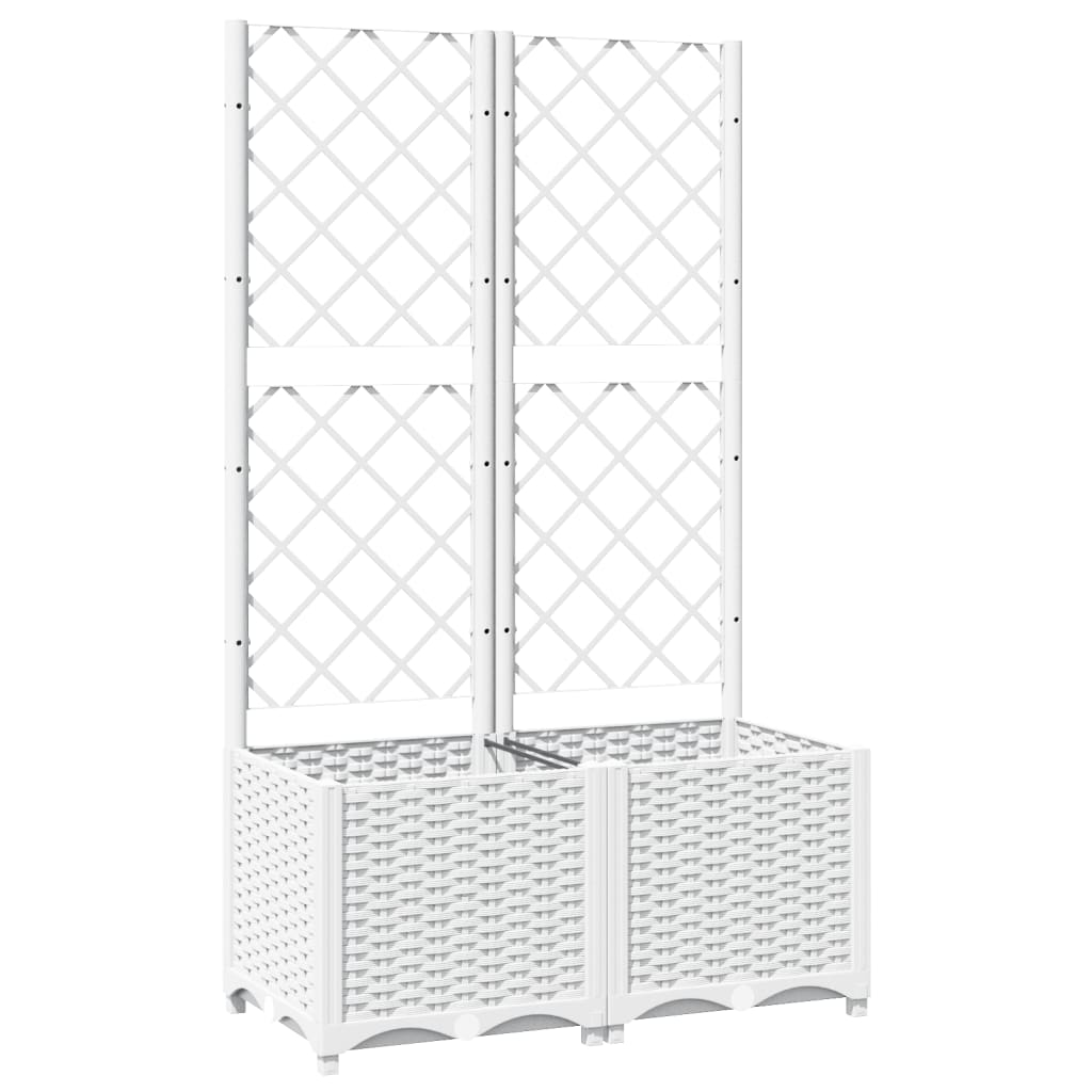 Kukkalaatikko säleiköllä valkoinen 80x40x136 cm PP - Harrastajankoti.fi