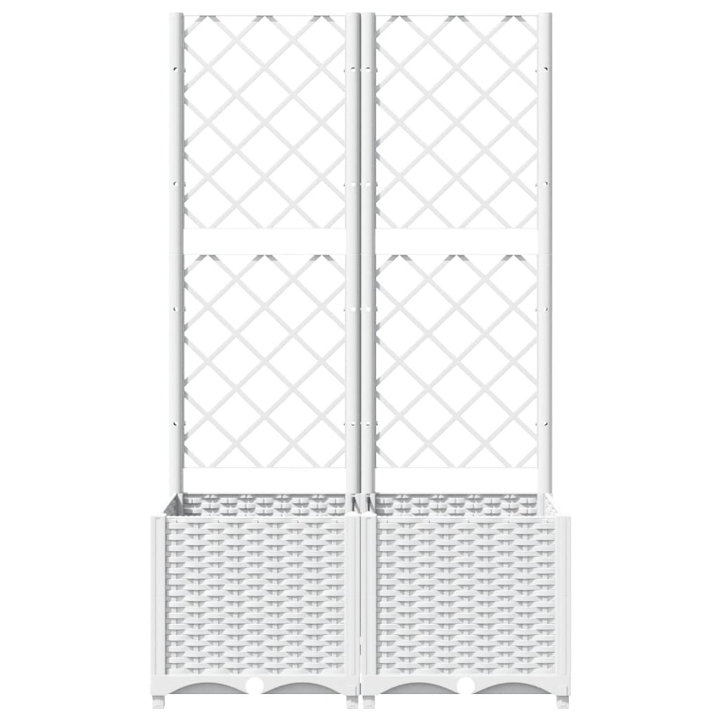 Kukkalaatikko säleiköllä valkoinen 80x40x136 cm PP - Harrastajankoti.fi