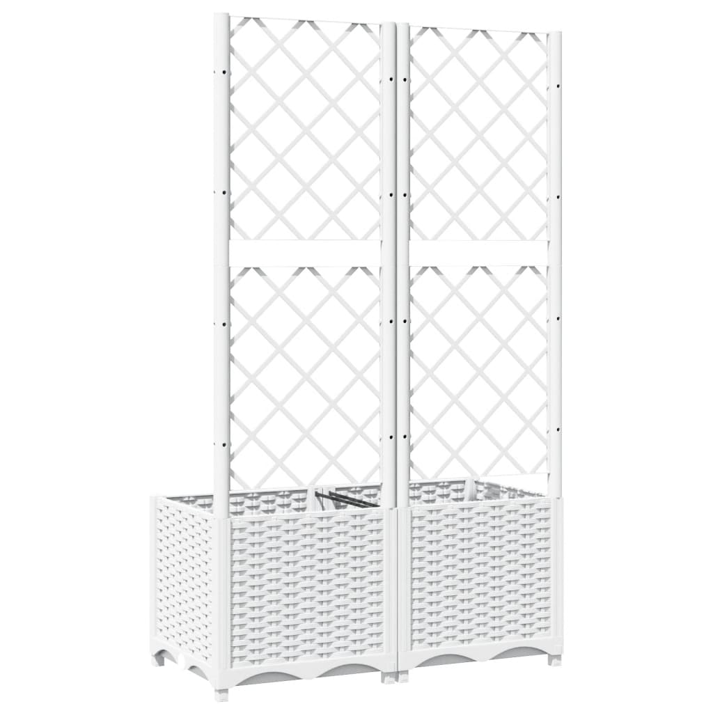 Kukkalaatikko säleiköllä valkoinen 80x40x136 cm PP - Harrastajankoti.fi