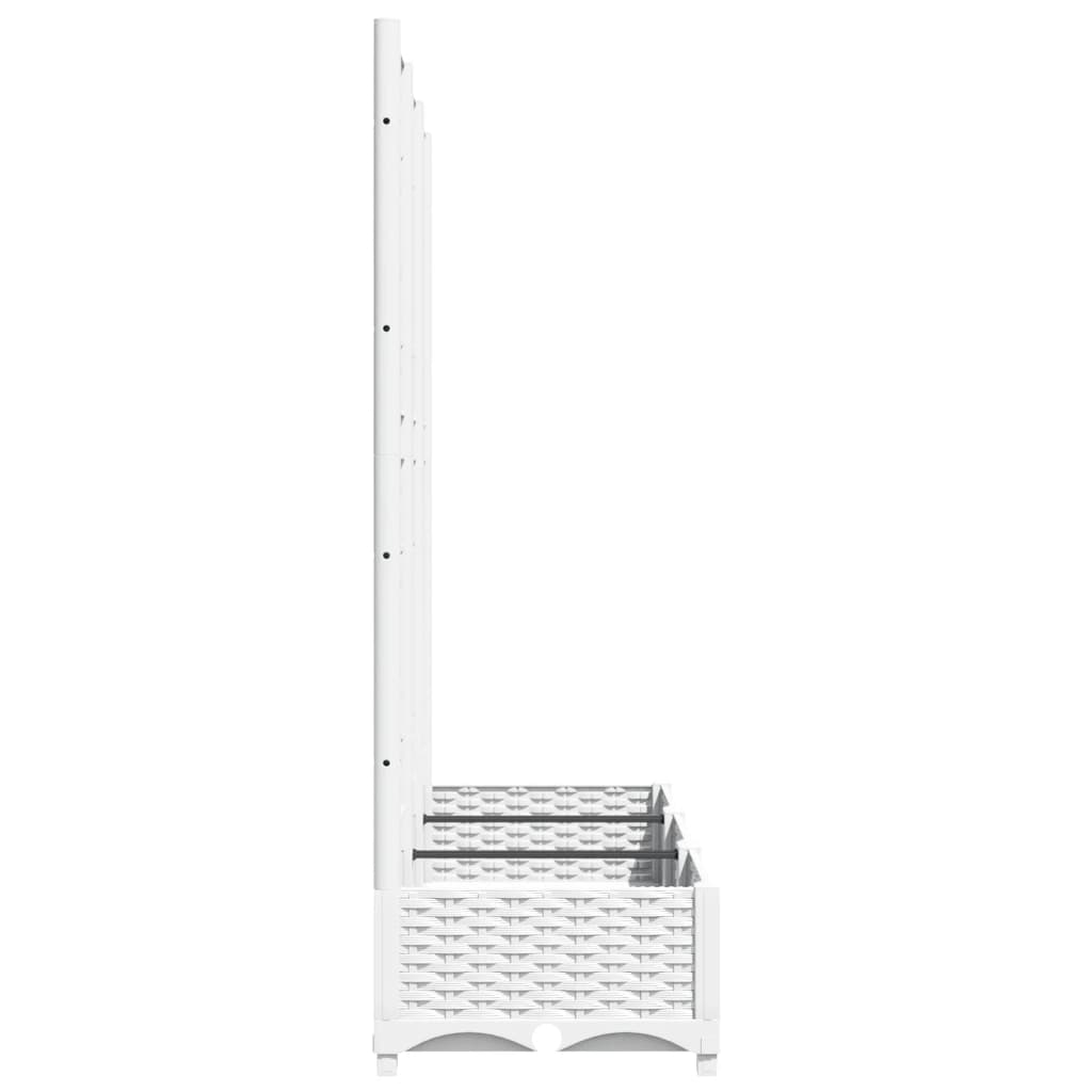 Kukkalaatikko säleiköllä valkoinen 120x40x121,5 cm PP - Harrastajankoti.fi