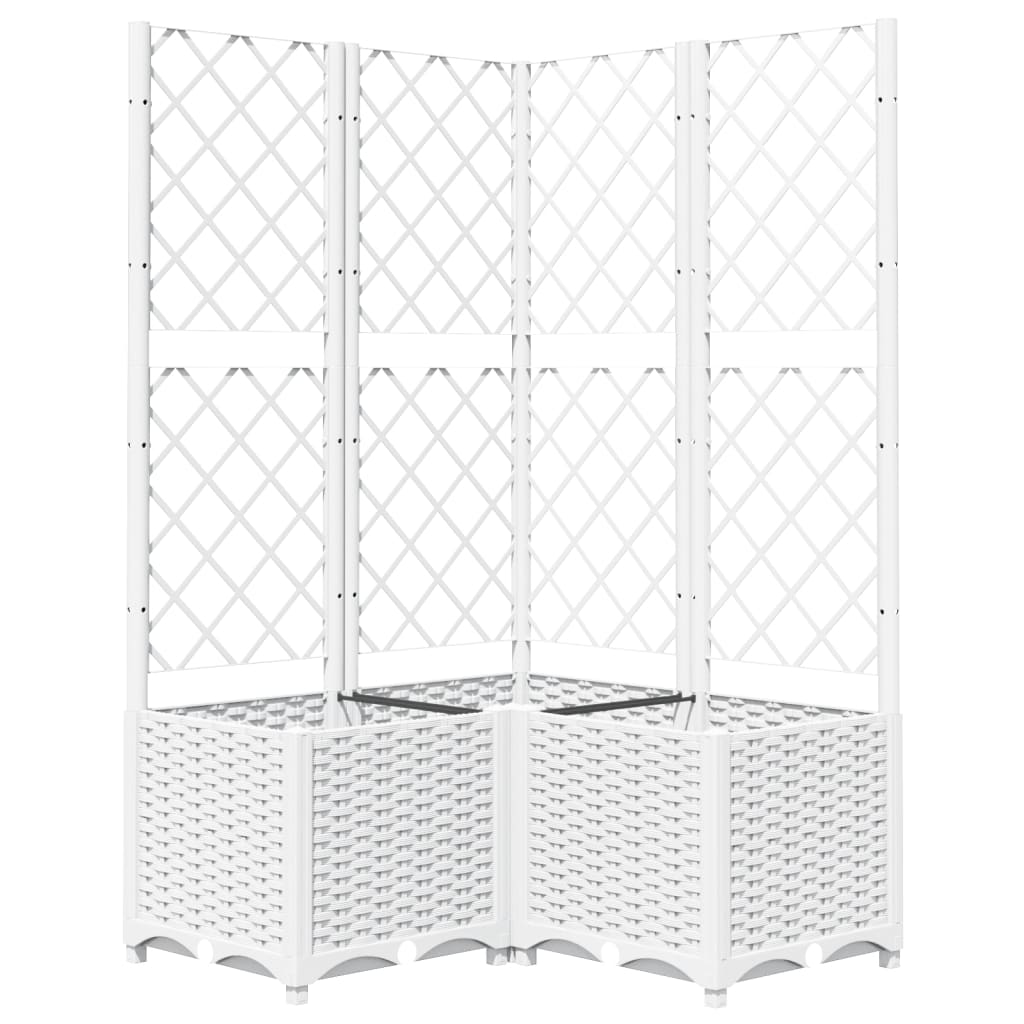 Kukkalaatikko säleiköllä valkoinen 80x80x136 cm PP - Harrastajankoti.fi