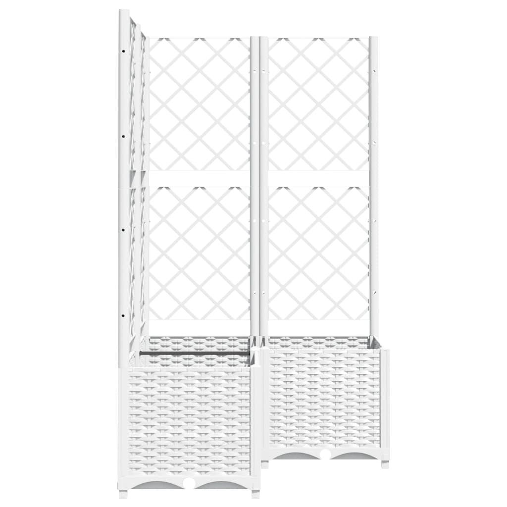 Kukkalaatikko säleiköllä valkoinen 80x80x136 cm PP - Harrastajankoti.fi