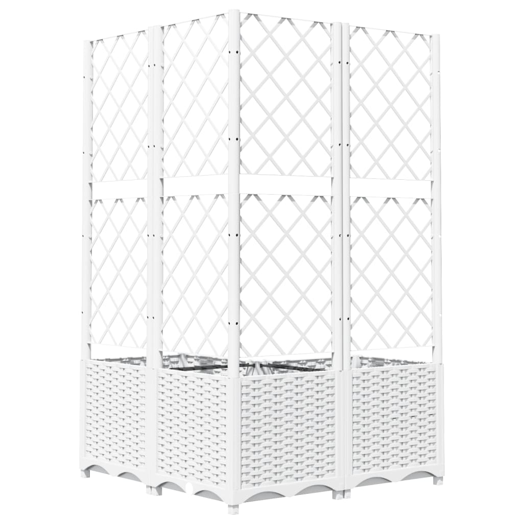 Kukkalaatikko säleiköllä valkoinen 80x80x136 cm PP - Harrastajankoti.fi