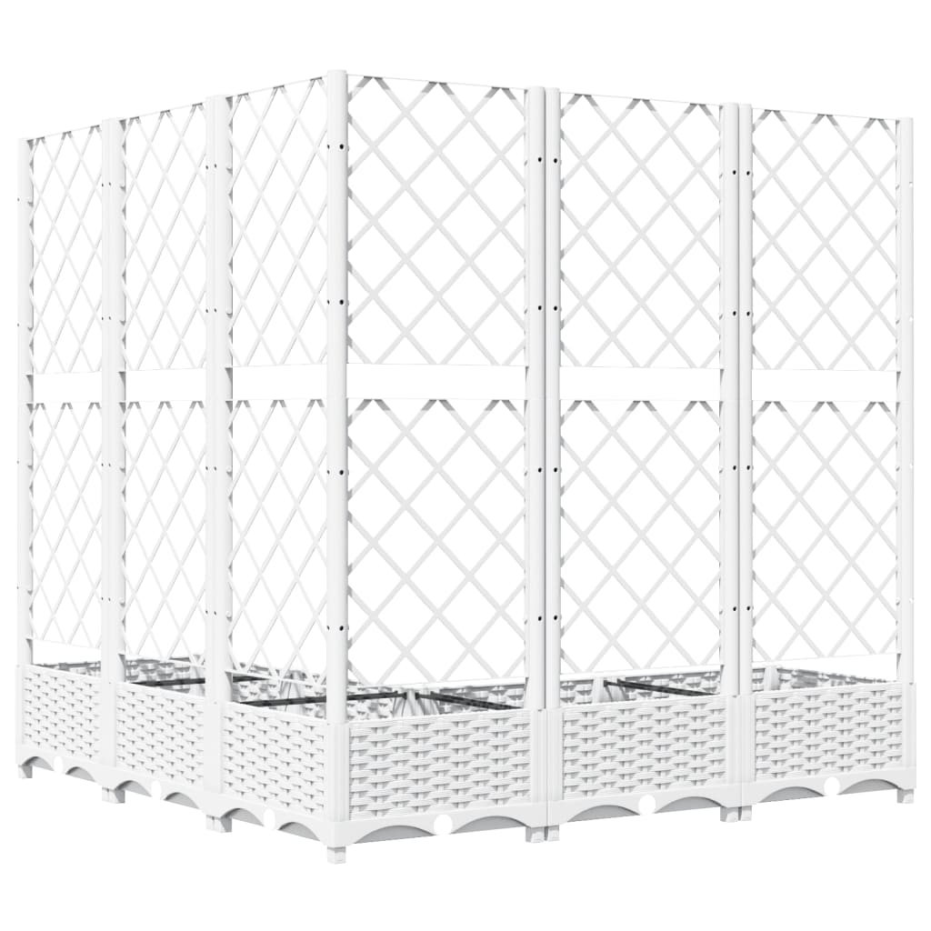 Kukkalaatikko säleiköllä valkoinen 120x120x121,5 cm PP - Harrastajankoti.fi