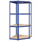 4-tasoiset Varastohyllyt 4 kpl sininen teräs ja tekninen puu - Harrastajankoti.fi
