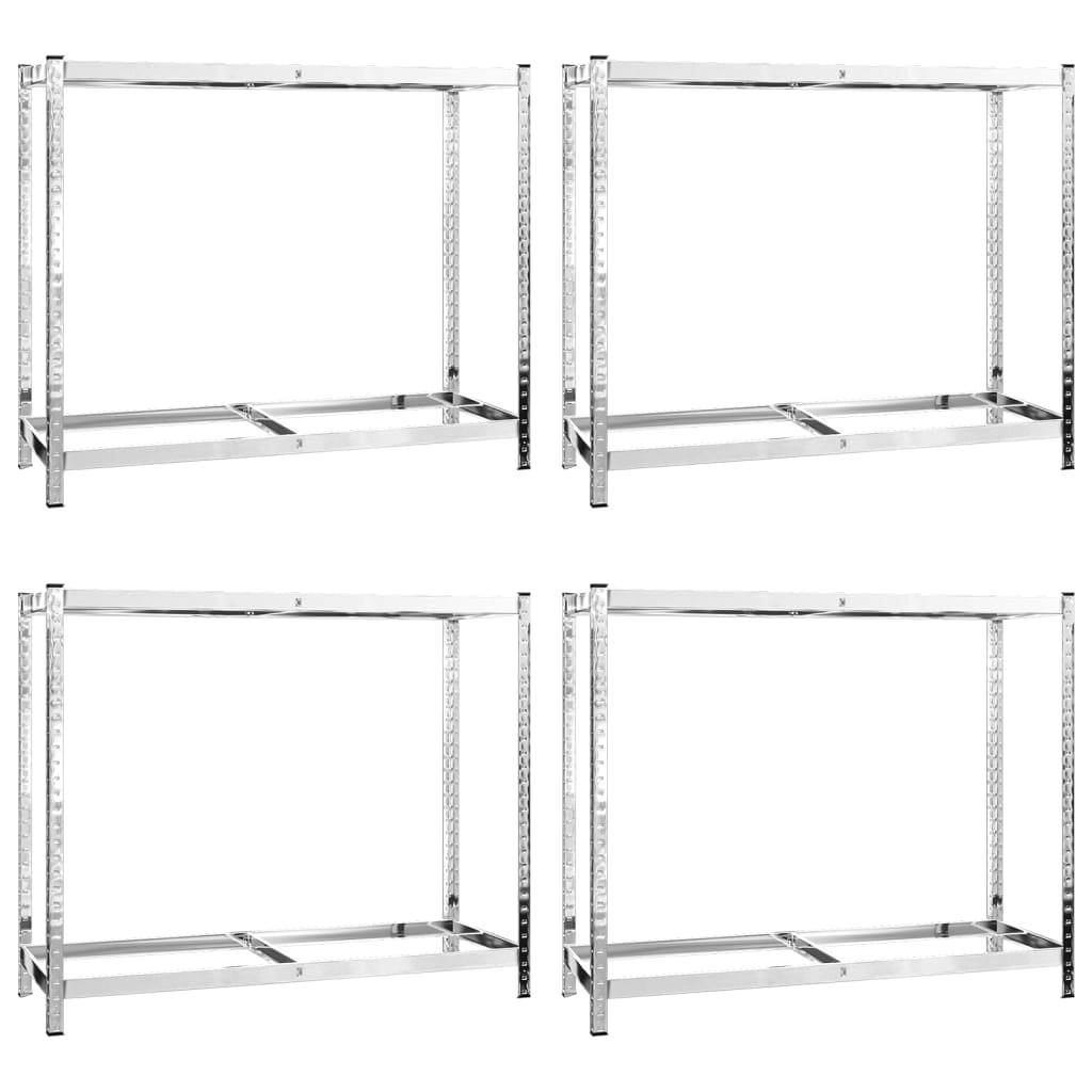 2-tasoinen Rengasteline 4 kpl hopea 110x40x110 cm teräs - Harrastajankoti.fi