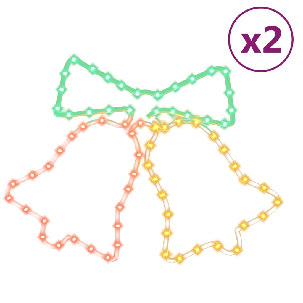 Kellot joulukoriste 72 LED-valoa 2 kpl 50x56 cm - Harrastajankoti.fi