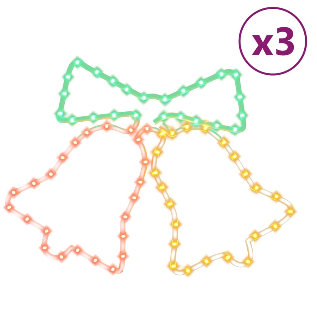 Kellot joulukoriste 72 LED-valoa 3 kpl 50x56 cm - Harrastajankoti.fi