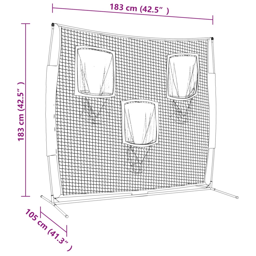 Kannettava pesäpalloverkko mustapunainen 183x105x183 cm - Harrastajankoti.fi