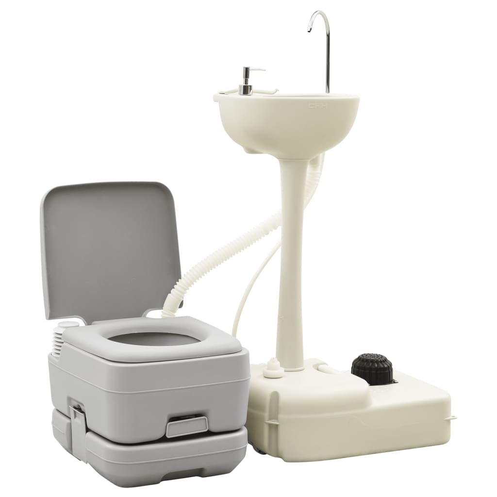 Kannettava retkeily-WC ja käsienpesutelinesarja vesisäiliöllä - Harrastajankoti.fi