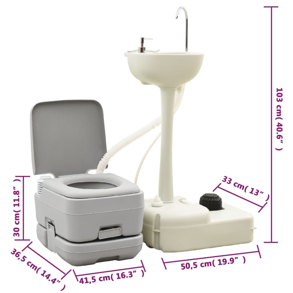 Kannettava retkeily-WC ja käsienpesutelinesarja vesisäiliöllä - Harrastajankoti.fi