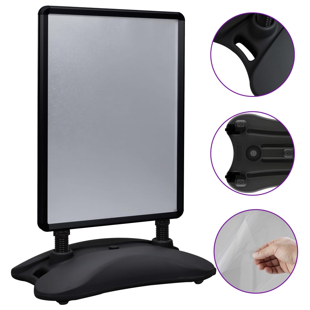 A1 Julisteteline vedellä täytettävä jalusta musta alumiiniseos - Harrastajankoti.fi