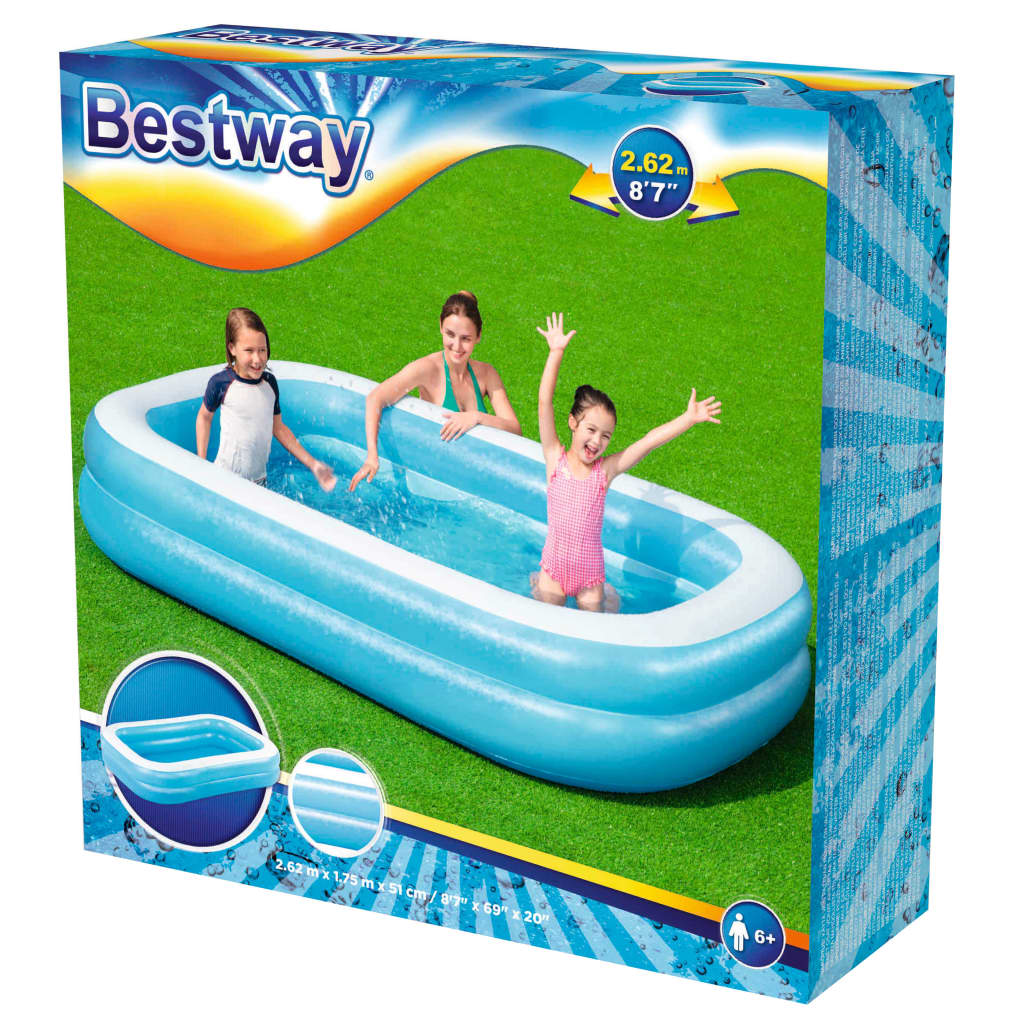 Bestway Family Täytettävä uima-allas suorakulma 262x175x51cm sinivalk. - Harrastajankoti.fi