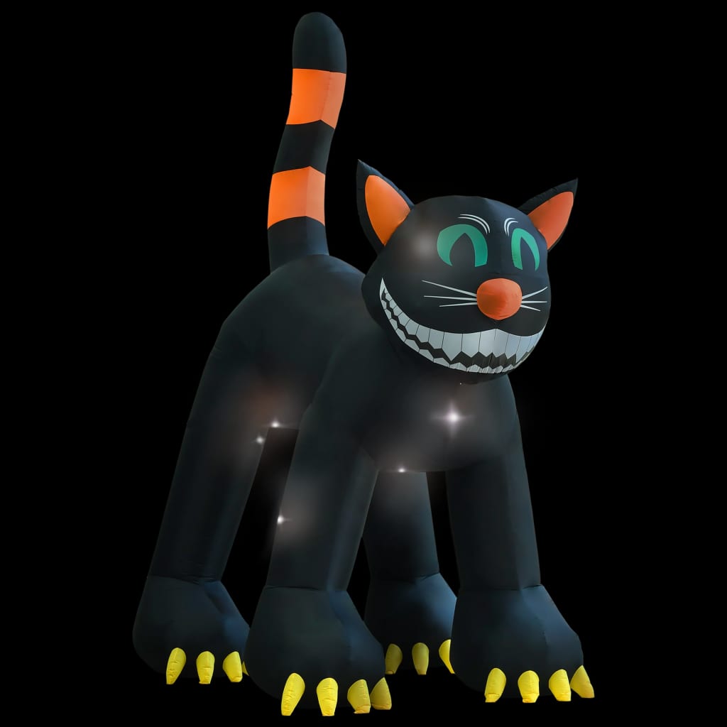 Halloween täytettävä musta kissa LED-valoilla XXL 6 m - Harrastajankoti.fi