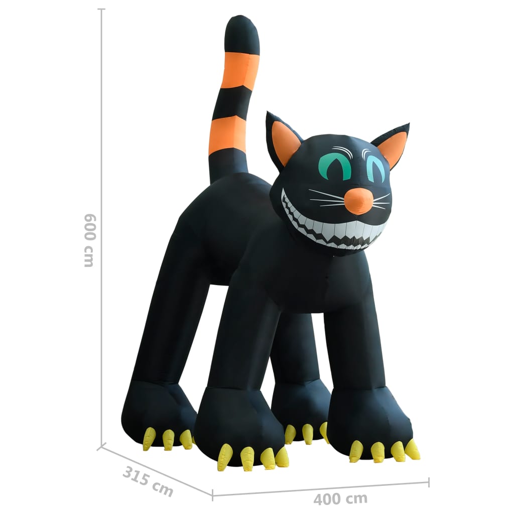 Halloween täytettävä musta kissa LED-valoilla XXL 6 m - Harrastajankoti.fi
