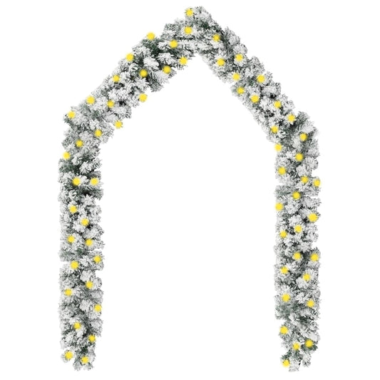 Jouluköynnös LED-valoilla ja lumihuurteella vihreä 10 m PVC - Harrastajankoti.fi