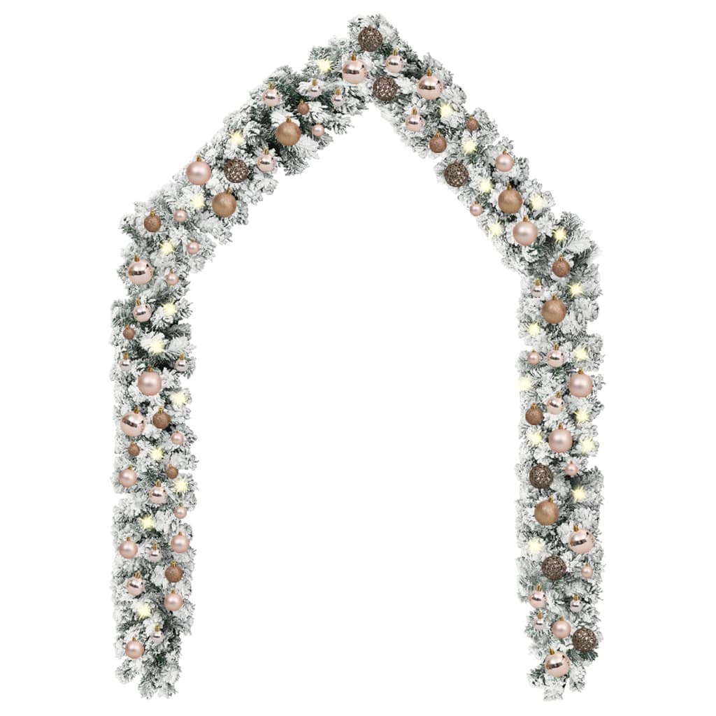 Jouluköynnös LED-valoilla ja palloilla vihreä 10 m PVC - Harrastajankoti.fi