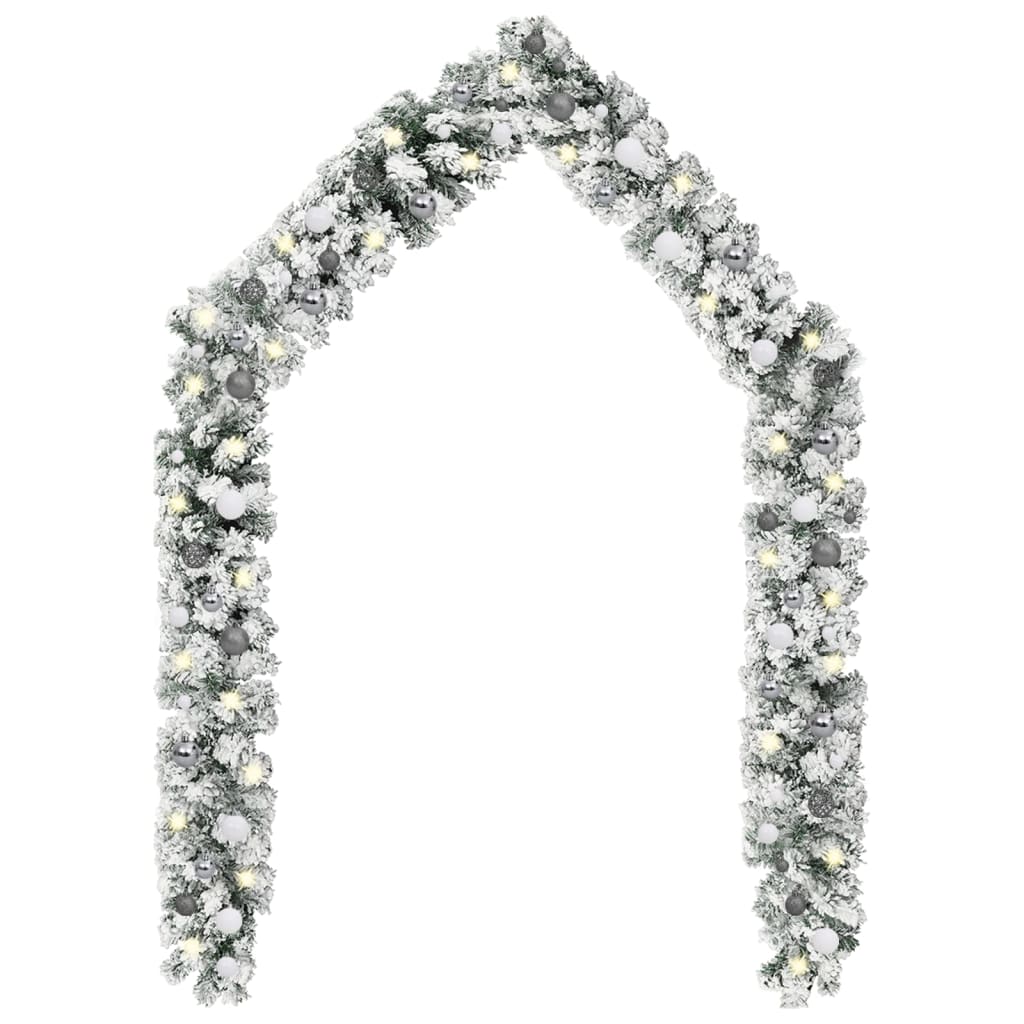 Jouluköynnös LED-valoilla ja palloilla vihreä 10 m PVC - Harrastajankoti.fi