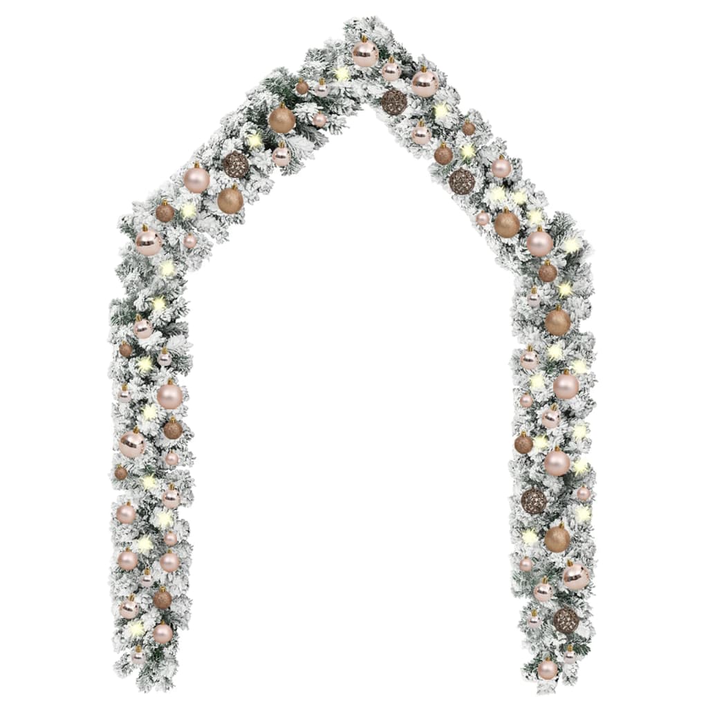 Jouluköynnös LED-valoilla ja palloilla vihreä 5 m PVC - Harrastajankoti.fi